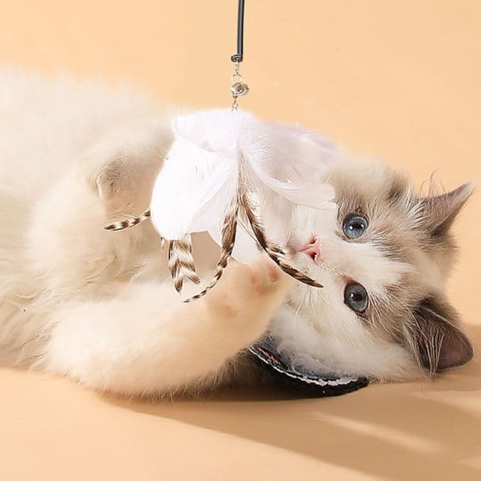 猫グッズ 運動不足解消グッズ 吸盤式自在猫じゃらし フェザーワンド