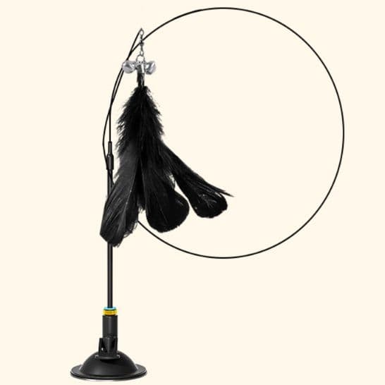 猫グッズ 運動不足解消グッズ 吸盤式自在猫じゃらし フェザーワンド