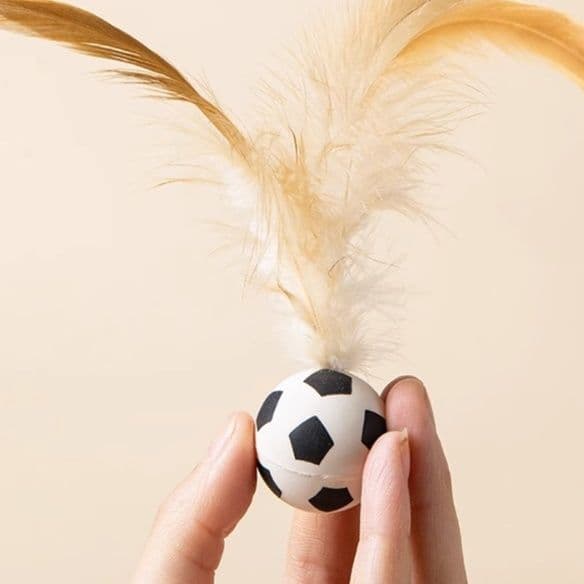 猫グッズ 羽根付きスポーツボール猫じゃらし