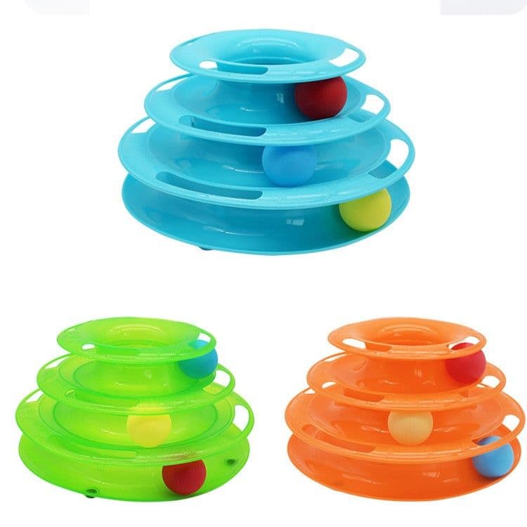 猫グッズ運動不足解消ぐるぐる三段回転ボール