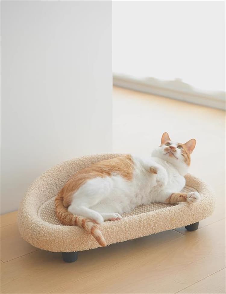 猫グッズ 防災対応猫用爪とぎマット付きソファーベッド