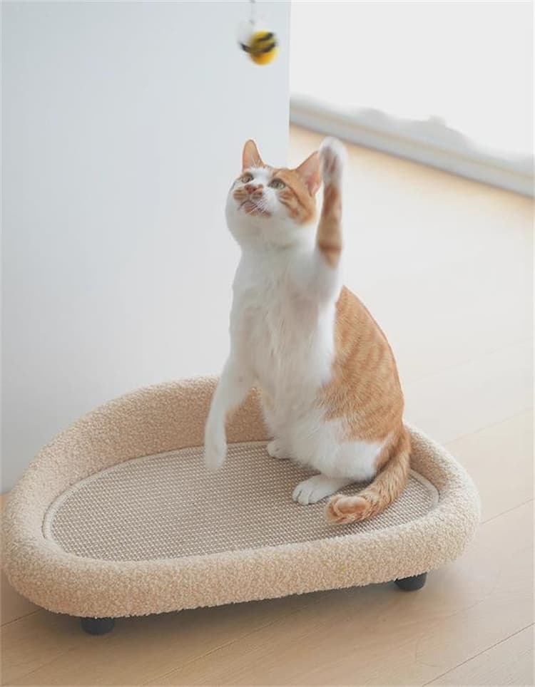 猫グッズ 防災対応猫用爪とぎマット付きソファーベッド
