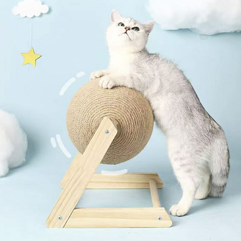 猫グッズ 運動不足解消グッズ 猫用回転式ボール型爪とぎ
