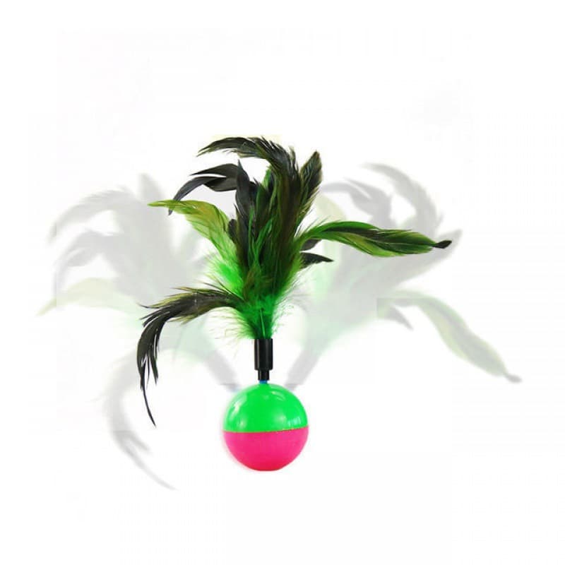 猫グッズ 運動不足解消グッズ 羽毛付き 転がり玉 猫用運動玩具