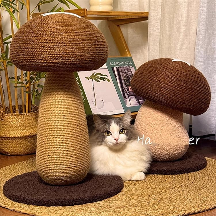 猫グッズ 運動不足解消グッズ 屑が出ない麻縄キノコ型爪とぎ爪切りグッズ耐磨耗